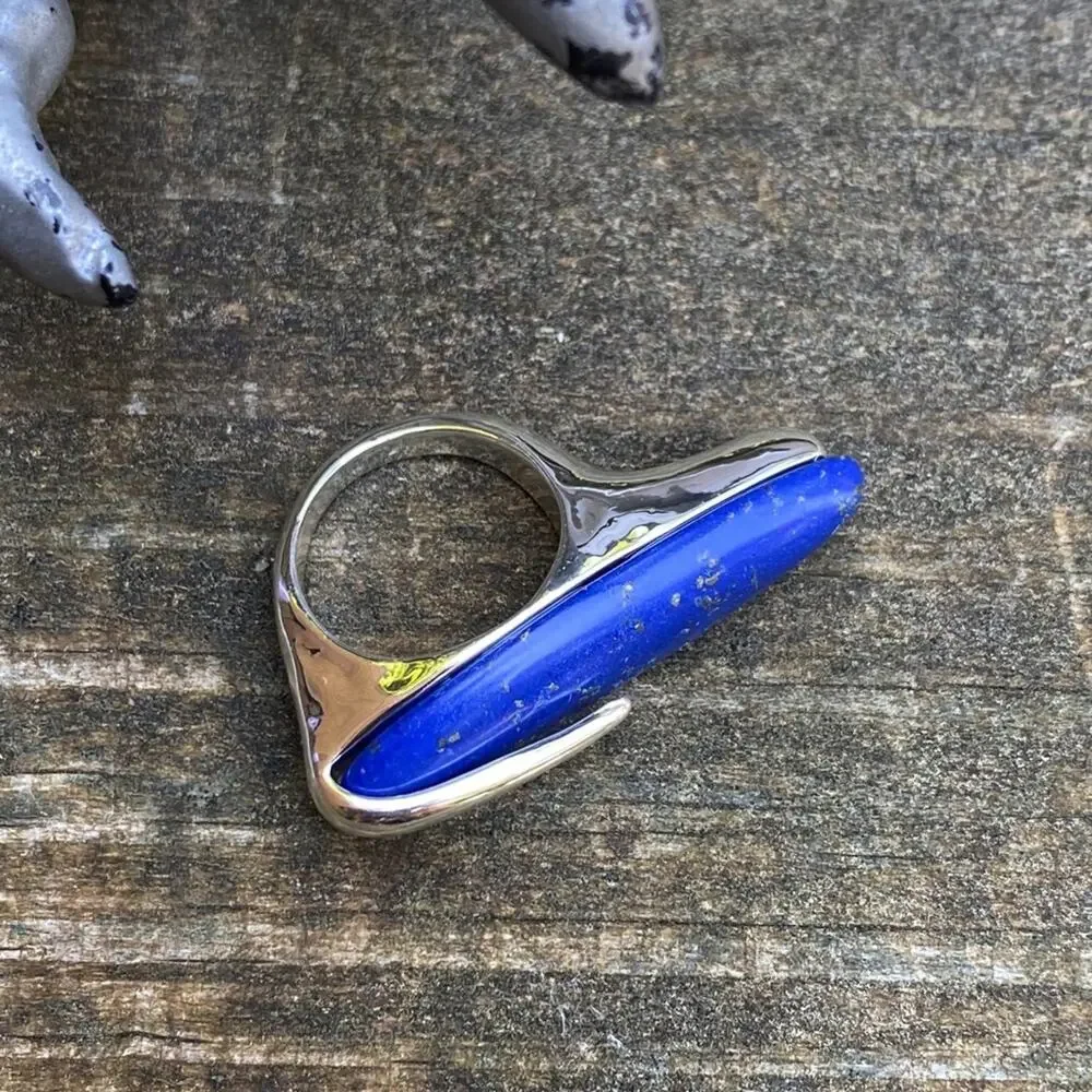 NEW Silver & Lapis Deco Statement Ring